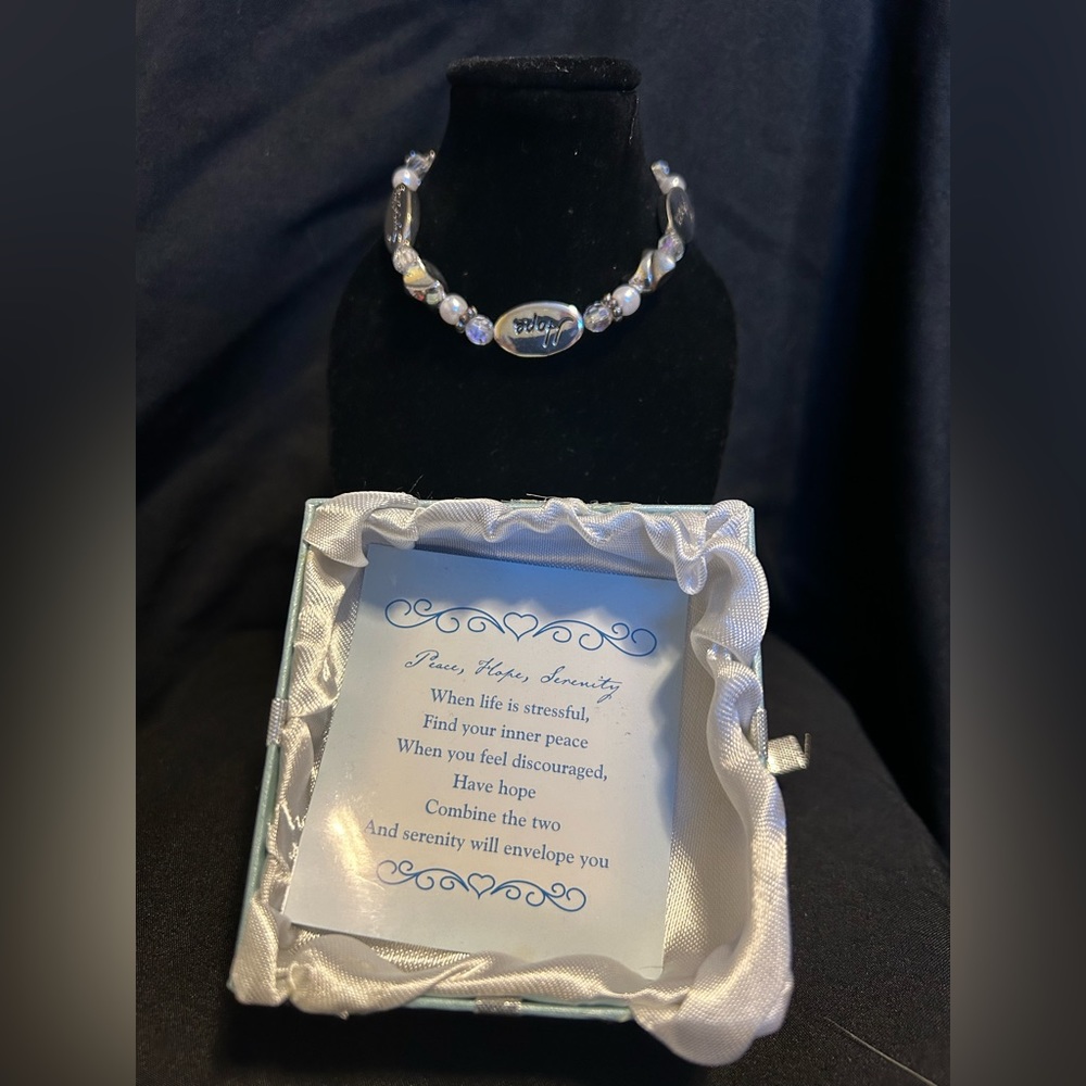 Expressively Yours; Peace, Hope, Serenity Bracelet with beads.